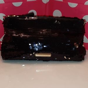 Victoria's secret sequin make up bag black gold